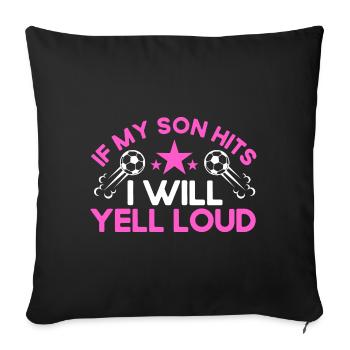 Football Mère Sports Fan Cadeau - Housse de coussin décorative 45 x 45 cm - noir - Devant