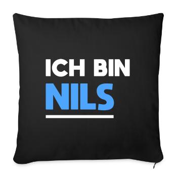 Nils Name Spruch für stolze Nils - Sofakissenbezug 45 x 45 cm - Schwarz - Vorne
