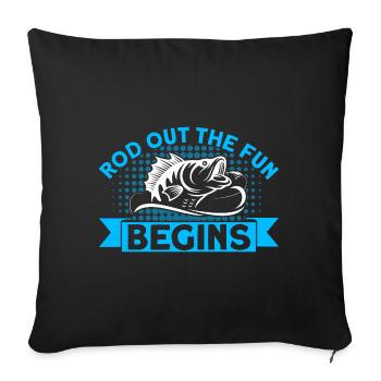 Sortie de la canne et le plaisir commence Cadeau de pêche - Housse de coussin décorative 45 x 45 cm - noir - Devant