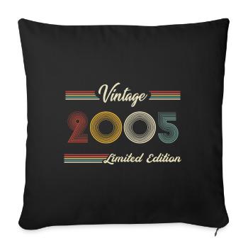 2005 Anniversaire Né En 2005 Rétro Millésime - Housse de coussin décorative 45 x 45 cm - noir - Devant