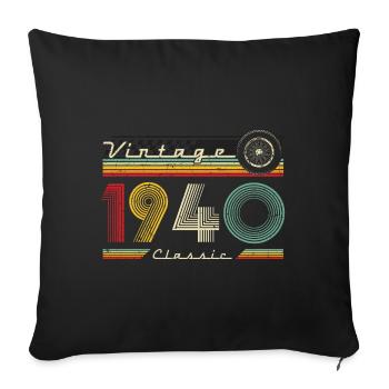 Anniversaire des années 1940 né dans les années 1940 rétro Vintage - Housse de coussin décorative 45 x 45 cm - noir - Devant