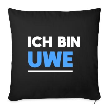 Uwe Name Spruch für stolze Uwes - Sofakissenbezug 45 x 45 cm - Schwarz - Vorne