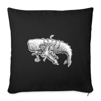 Pottwal und Riesenkalmar. Urlaubsshirt. - Sofakissenbezug 45 x 45 cm - Schwarz - Vorne