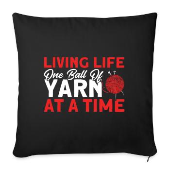 Yarn Knitting Knitting Knitting Fabric Gift - Sofa pillowcase 17,3'' x 17,3'' (45 x 45 cm) - black - Front
