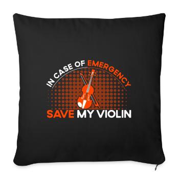 Violon jouant du violon cadeau de violoniste - Housse de coussin décorative 45 x 45 cm - noir - Devant