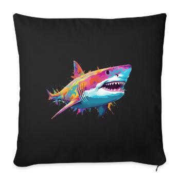 Requin - Housse de coussin décorative 45 x 45 cm - noir - Devant