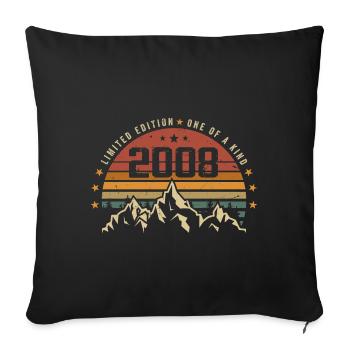 Né en 2008 - Vintage Cadeau D'anniversaire 2008 - Housse de coussin décorative 45 x 45 cm - noir - Devant