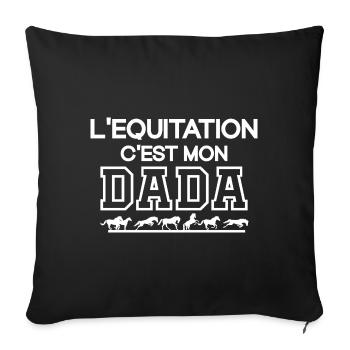Équitation - Cheval - Centre Équestre - Housse de coussin décorative 45 x 45 cm - noir - Devant
