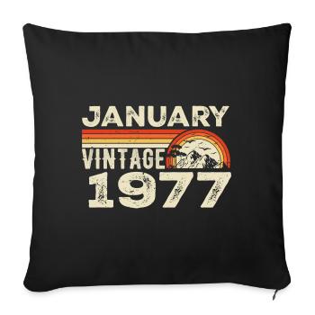 Janvier 1977 Vintage Anniversaire 1977, Né en 1977 - Housse de coussin décorative 45 x 45 cm - noir - Devant