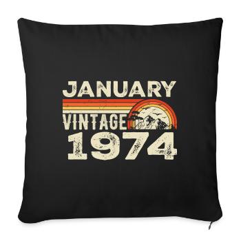 Janvier 1974 Vintage Anniversaire 1974, Né en 1974 - Housse de coussin décorative 45 x 45 cm - noir - Devant