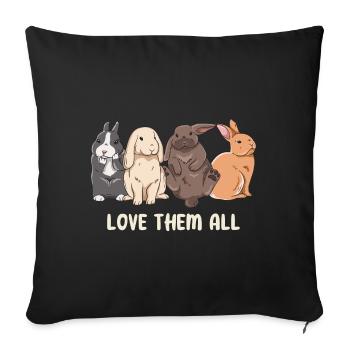 Conception de lapin mignon pour les propriétaires de lapins - Housse de coussin décorative 45 x 45 cm - noir - Devant