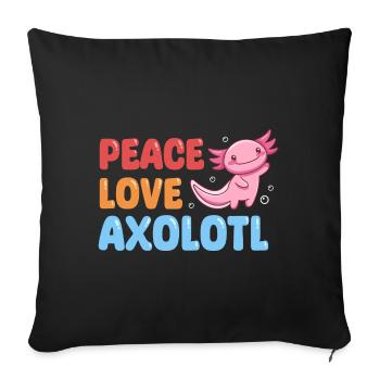 Peace Love Axolotl Design for Axolotl Lovers - Sofa pillowcase 17,3'' x 17,3'' (45 x 45 cm) - black - Front