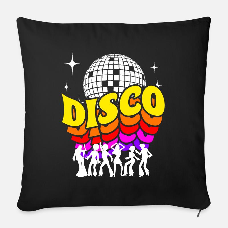 Disco 70er Retro Shirt - Sofakissenbezug 45 x 45 cm - Schwarz