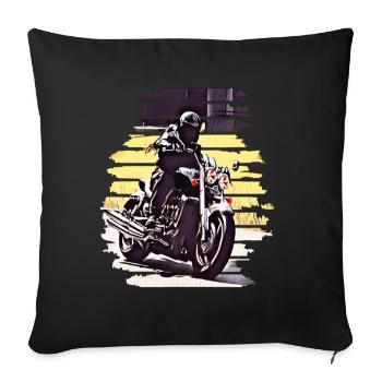 Tour de moto en virage Rocket 3 - Housse de coussin décorative 45 x 45 cm - noir - Devant