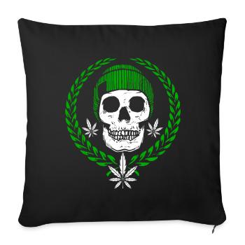 Weed Joint Gras Amsterdam Hemp Cannabis Pot - Sofa pillowcase 17,3'' x 17,3'' (45 x 45 cm) - black - Front