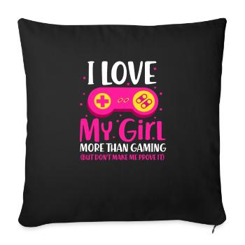 Gamer Gaming love partners gamble gift - Sofa pillowcase 17,3'' x 17,3'' (45 x 45 cm) - black - Front