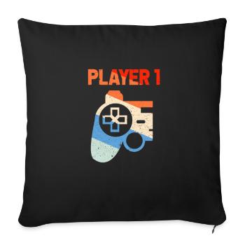 Player 1 Gamer Partner Couple Love Gambling Geschen - Sofa pillowcase 17,3'' x 17,3'' (45 x 45 cm) - black - Front