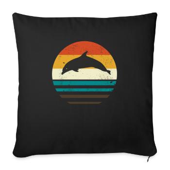 dolphin - Sofa pillowcase 17,3'' x 17,3'' (45 x 45 cm) - black - Front