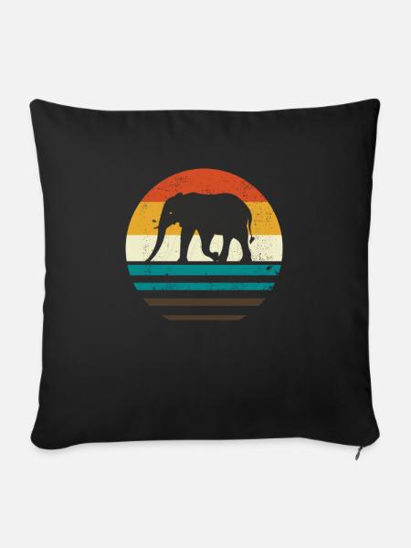 Elefant Retro - Sofakissenbezug 45 x 45 cm - Schwarz