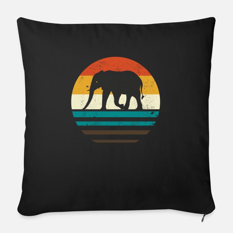 Elefant Retro - Sofakissenbezug 45 x 45 cm - Schwarz
