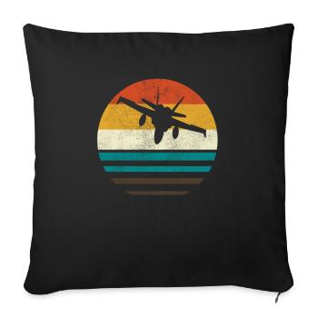 Avion de combat FA-18 Hornet Pilote cadeau - Housse de coussin décorative 45 x 45 cm - noir - Devant