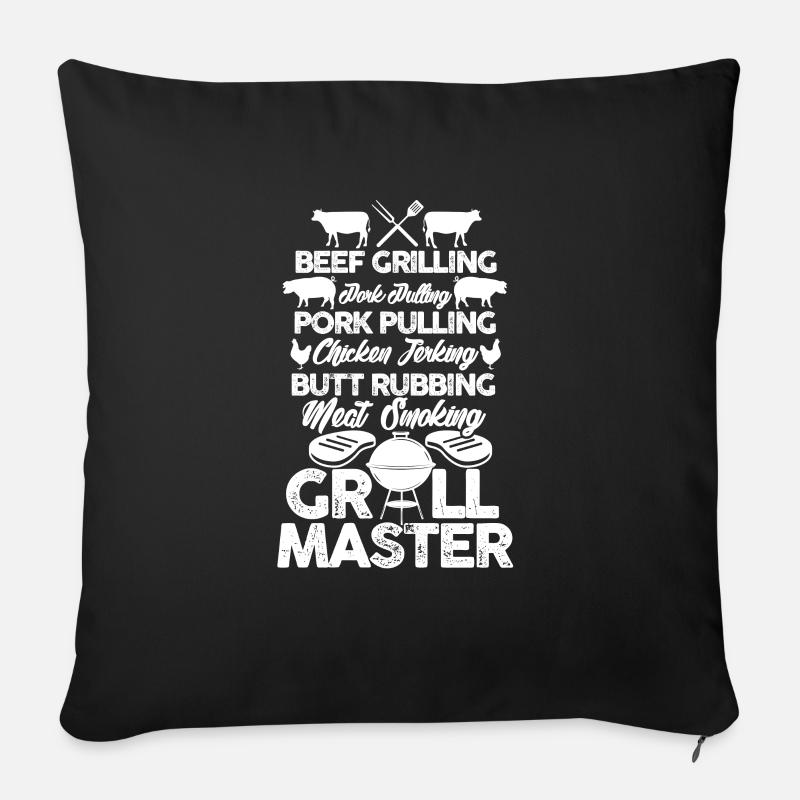 Grillmeister Grillkönig Grillen BBQ Geschenk - Sofakissenbezug 45 x 45 cm - Schwarz