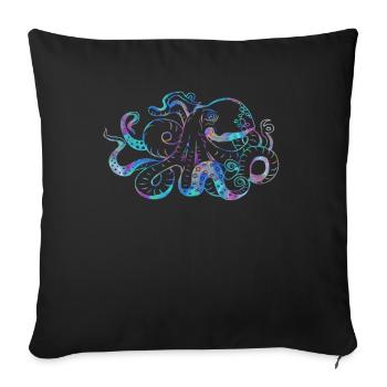 Octopus psychédélique Trippy Géant Kraken Mer - Housse de coussin décorative 45 x 45 cm - noir - Devant