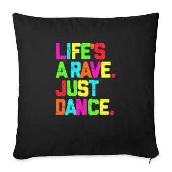 Rave Techno Glow Neon Led Party Festival GEschenk - Sofakissenbezug 45 x 45 cm - Schwarz - Vorne