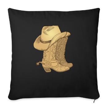 Vintage Retro Cowboy Hat Cowboy Boots Gift - Sofa pillowcase 17,3'' x 17,3'' (45 x 45 cm) - black - Front