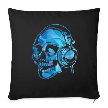 Colorful Skull DJ Headphones Music Rave Gift - Sofa pillowcase 17,3'' x 17,3'' (45 x 45 cm) - black - Front
