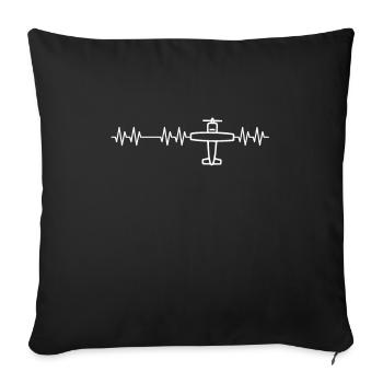 Avion battement de cœur - Housse de coussin décorative 45 x 45 cm - noir - Devant