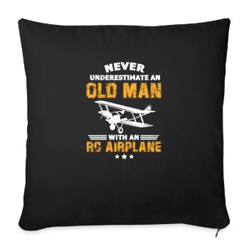 Model Airplane Pensioner - Sofa pillowcase 17,3'' x 17,3'' (45 x 45 cm) - black - Front