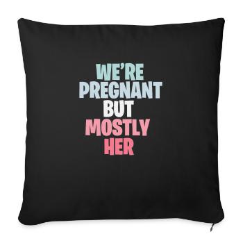 Cadeau de grossesse bébé bébé enceinte - Housse de coussin décorative 45 x 45 cm - noir - Devant