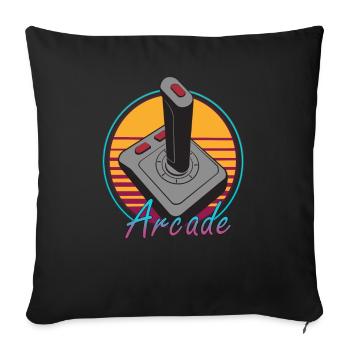 Vintage Retro 80s Gaming Arcade Joystick Video - Sofa pillowcase 17,3'' x 17,3'' (45 x 45 cm) - black - Front
