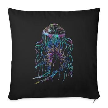 Méduses psychédéliques Trippy Tentacules Océan - Housse de coussin décorative 45 x 45 cm - noir - Devant