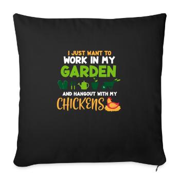 Garden gardening chicken coop gardener gift - Sofa pillowcase 17,3'' x 17,3'' (45 x 45 cm) - black - Front