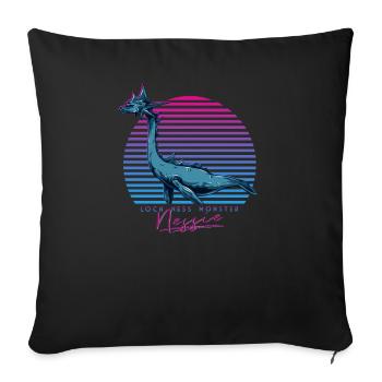 Vintage Rétro Néon 80s Loch Ness Monster Nessie - Housse de coussin décorative 45 x 45 cm - noir - Devant