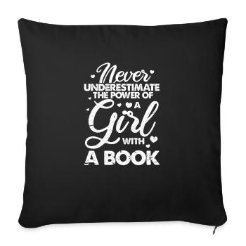 Livre Girl - Housse de coussin décorative 45 x 45 cm - noir - Devant