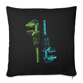 Rétro Vintage Outil Clé à molette - Housse de coussin décorative 45 x 45 cm - noir - Devant