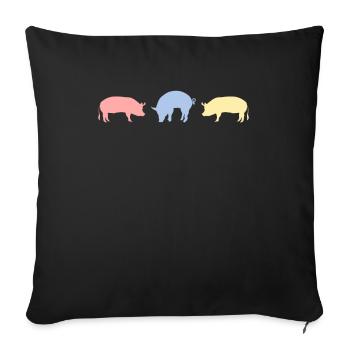 Retro Pig Pig Pig - Sofa pillowcase 17,3'' x 17,3'' (45 x 45 cm) - black - Front