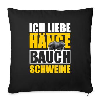 Retro Hängebauchschwein Hobbytier - Sofakissenbezug 45 x 45 cm - Schwarz - Vorne