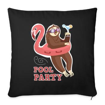 Pool Party Faultier aufblasbarer Flamingo Faultier - Sofakissenbezug 45 x 45 cm - Schwarz - Vorne