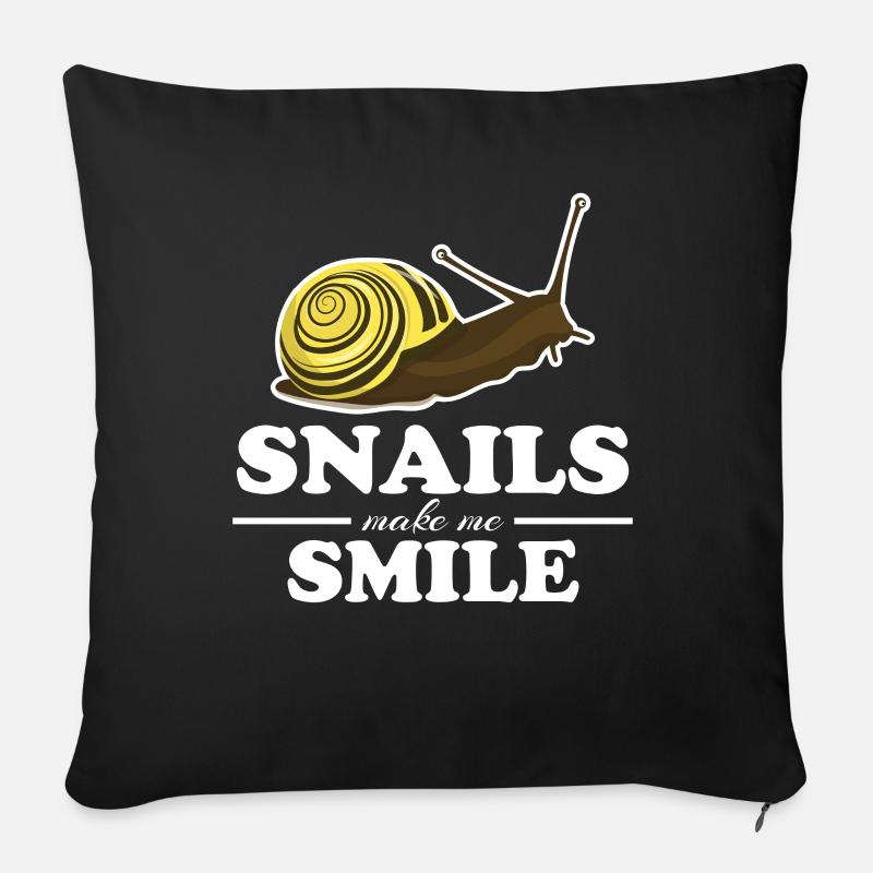 Les escargots me font sourire Escargots - Housse de coussin décorative 45 x 45 cm - noir