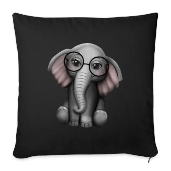 Elephant nerd glasses elephant - Sofa pillowcase 17,3'' x 17,3'' (45 x 45 cm) - black - Front