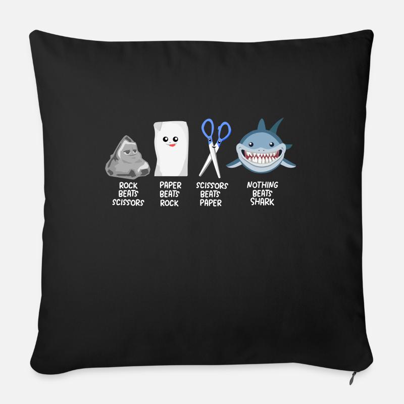 Ciseaux enfants requins de papier pierre - Housse de coussin décorative 45 x 45 cm - noir