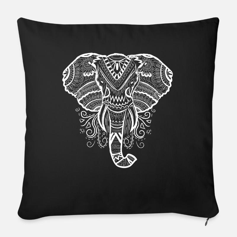Elephant Mandala Illustration Elephant - Sofa pillowcase 17,3'' x 17,3'' (45 x 45 cm) - black