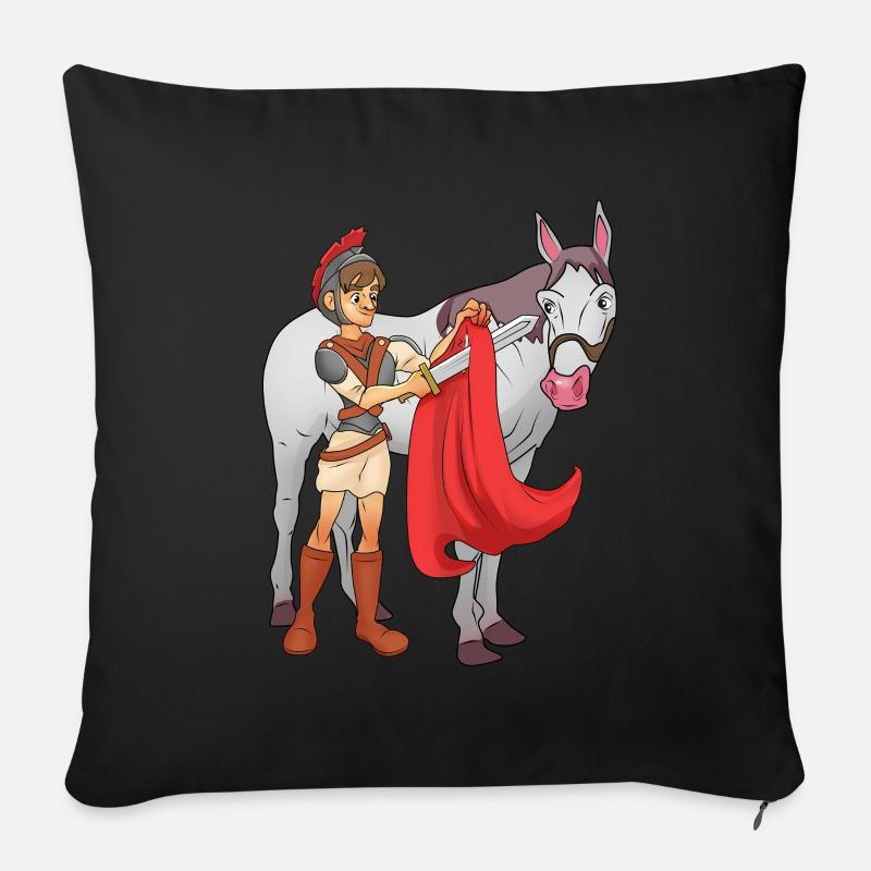 St Martin teilt seinen Mantel Cartoon - Sofakissenbezug 45 x 45 cm - Schwarz