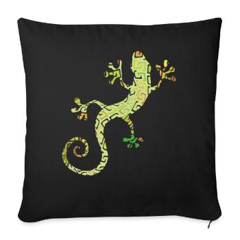 Salamandre verte ou gecko - Housse de coussin décorative 45 x 45 cm - noir - Devant
