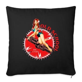 Old school Pin Up - Sofakissenbezug 45 x 45 cm - Schwarz - Vorne