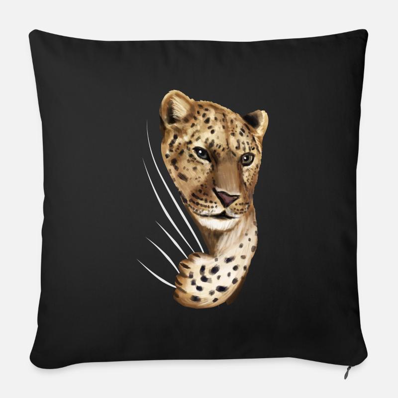 Leopard Leoparden Leopardenliebhaber Geschenk - Sofakissenbezug 45 x 45 cm - Schwarz